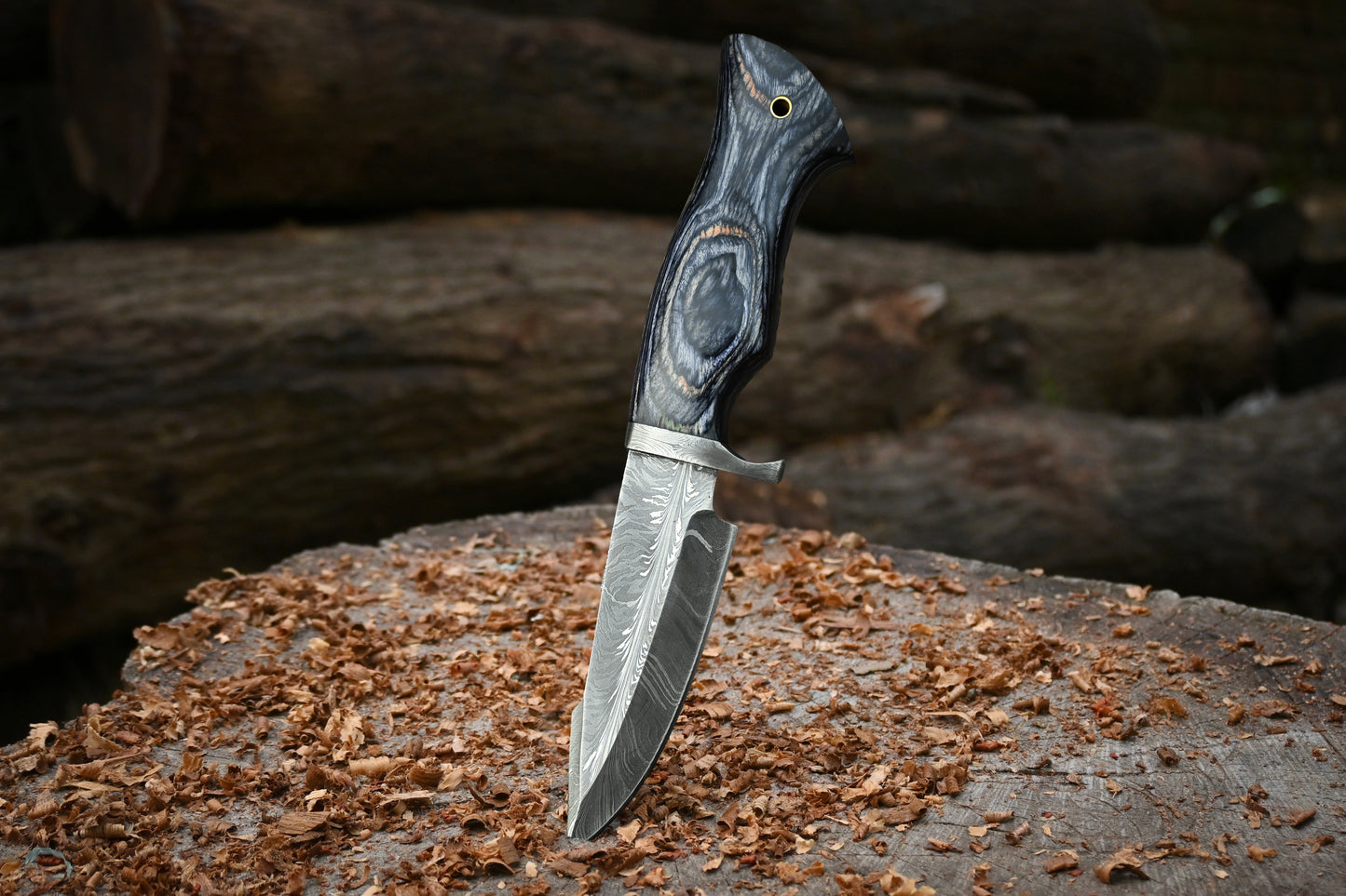 Feather Damascus Hunting Knife | The Audie Hunter