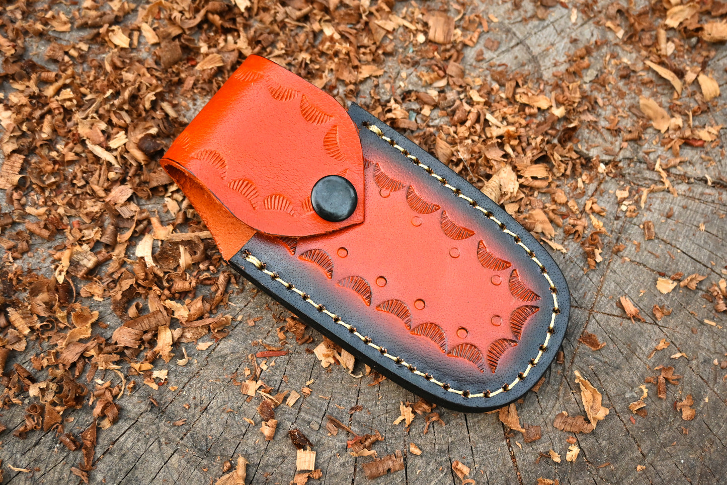 Ivory Edge – Hand Forged Damascus Steel Folding Pocket Knife – Camel Bone Handle & Leather Sheath