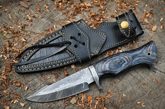 Feather Damascus Hunting Knife | The Audie Hunter