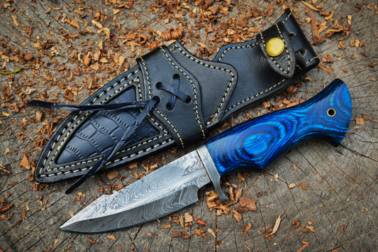 Audie Hunter Damascus Hunting Knife – 288-Layer Feather Damascus Blade