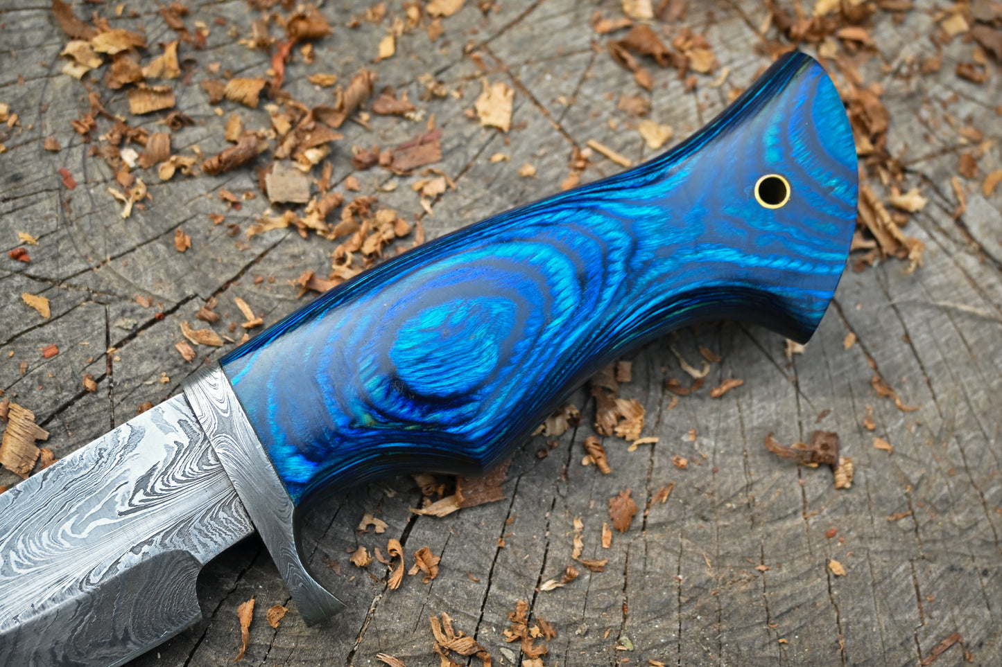 Audie Hunter Damascus Hunting Knife – 288-Layer Feather Damascus Blade