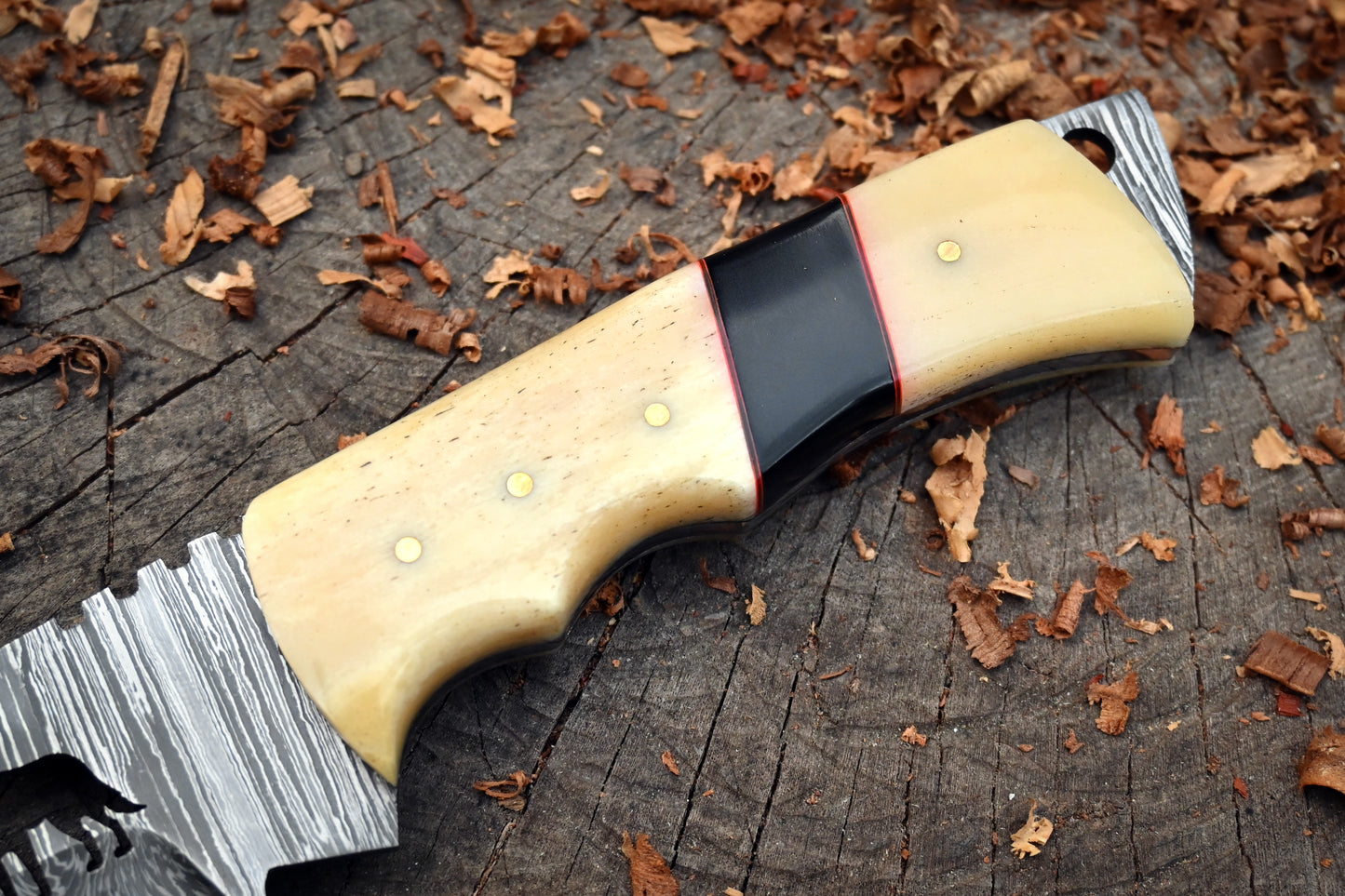 Eagle's Talon | 11" Hand Forged Damascus Steel Hunting Knife – 288-Layer Feather Damascus, Full Tang & Stag Bone Handle