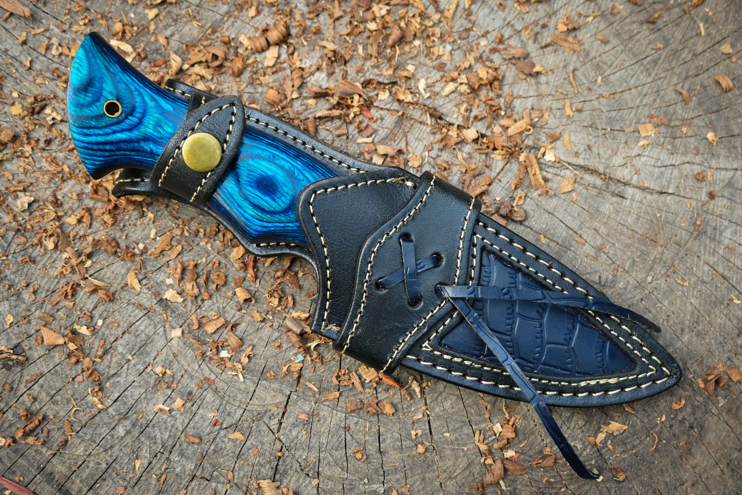Audie Hunter Damascus Hunting Knife – 288-Layer Feather Damascus Blade