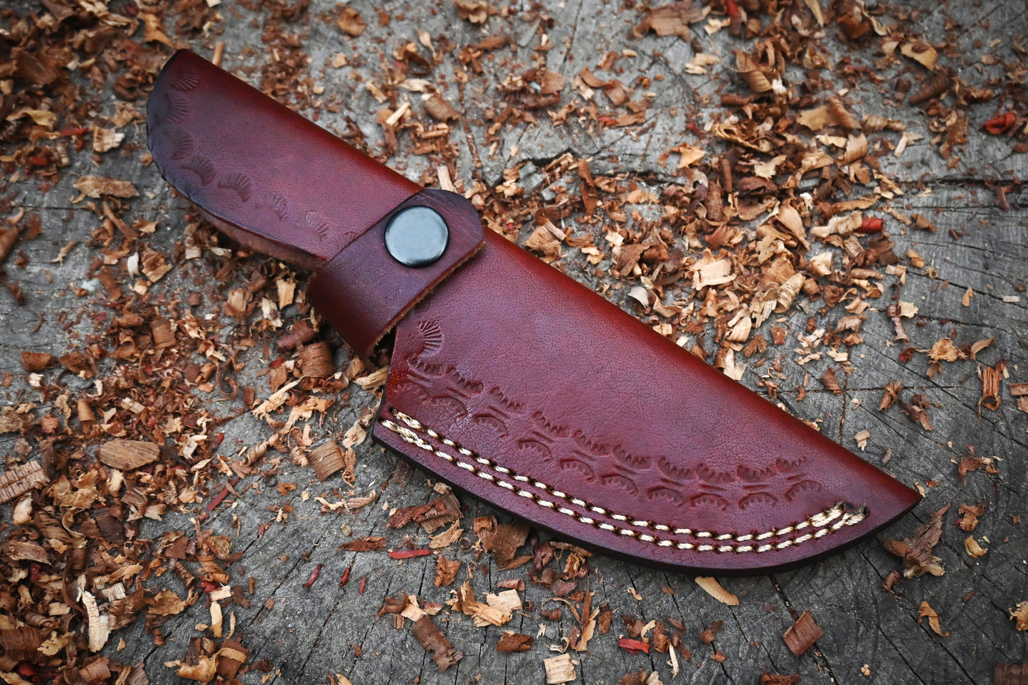 Trailblazer – Hand Forged Damascus Steel Hunting Knife – 9" Full Tang Blade & Leather Sheath
