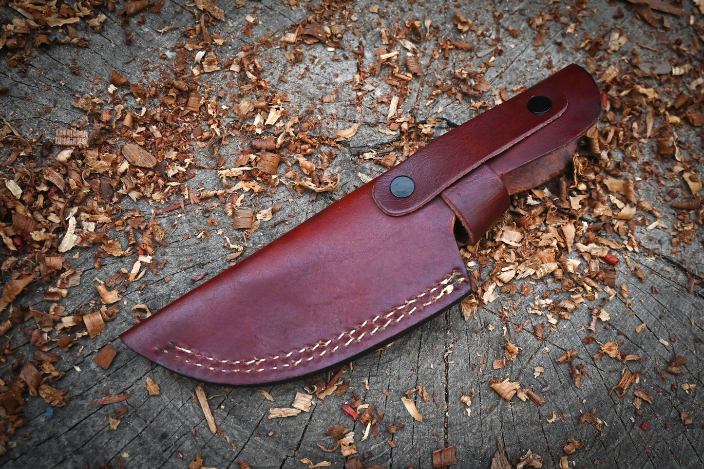 Trailblazer – Hand Forged Damascus Steel Hunting Knife – 9" Full Tang Blade & Leather Sheath