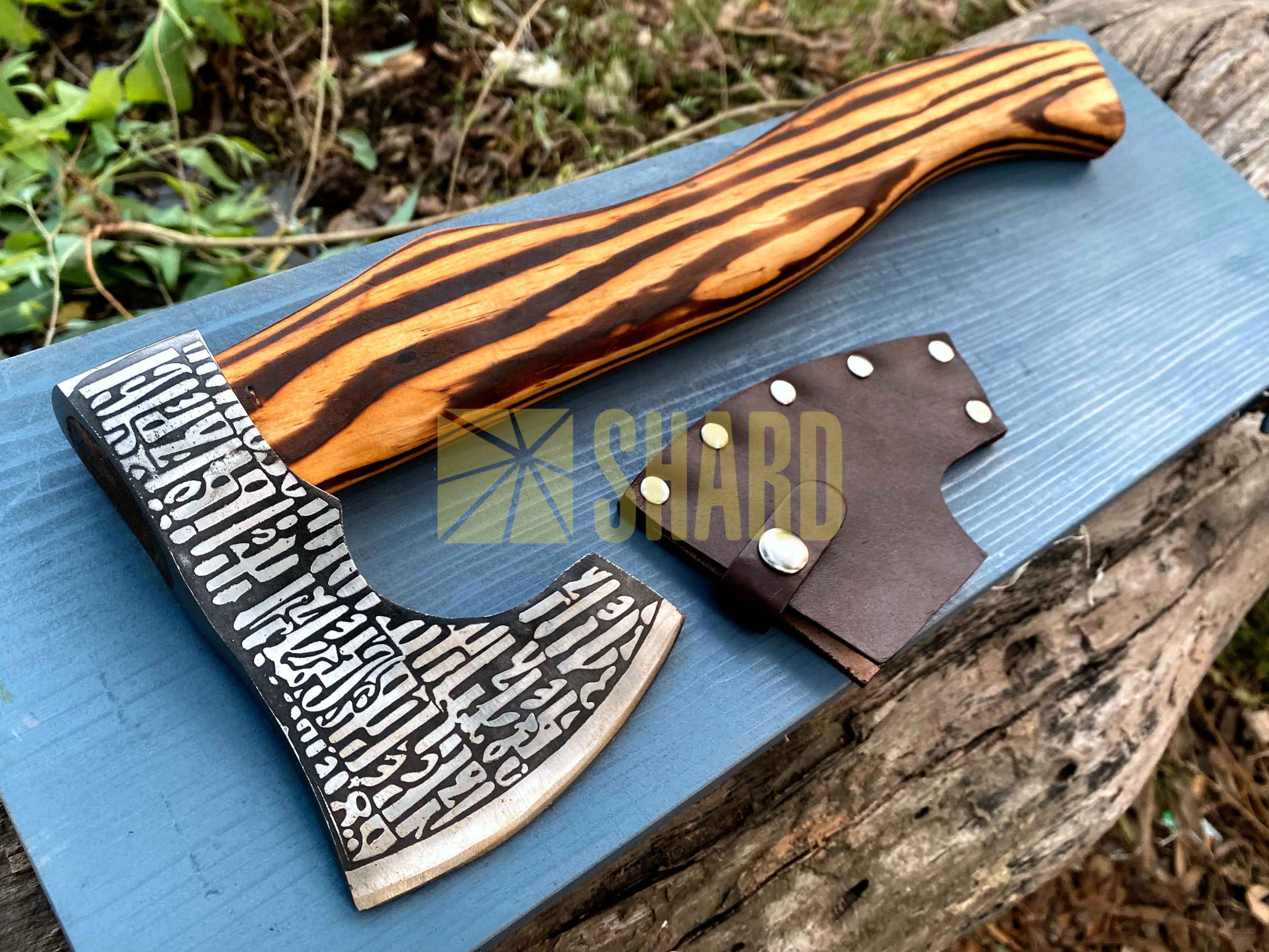 SHARD BLADE HAND FORGED Carbon Steel Battle Ready Throwing Axe  Hatchet VIKING Axe +Sheath With Gifting Box - AX127
