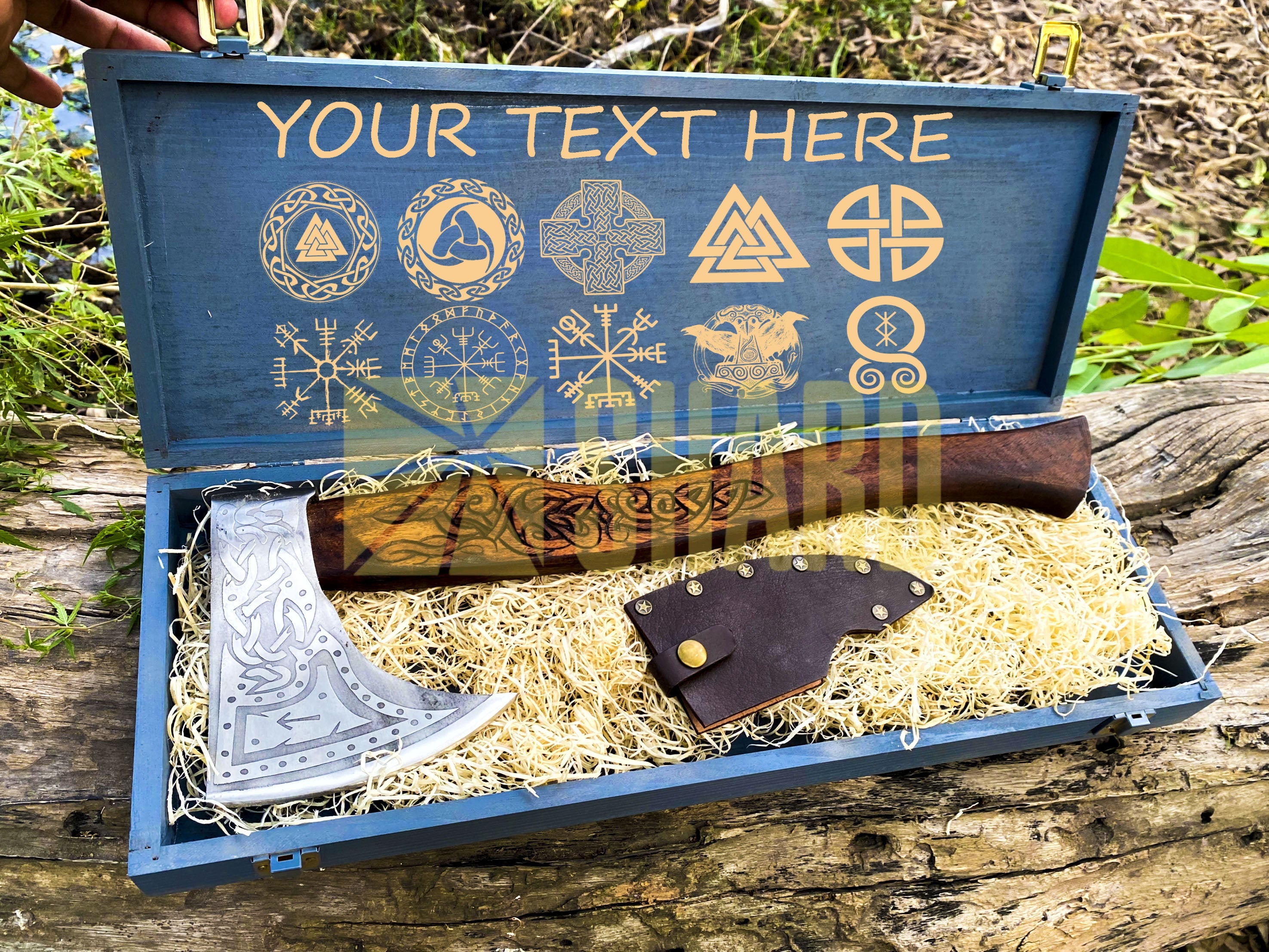 SHARD BLADE HAND FORGED Carbon Steel Battle Ready Throwing Axe  Hatchet VIKING Axe +Sheath With Gifting Box - AX128