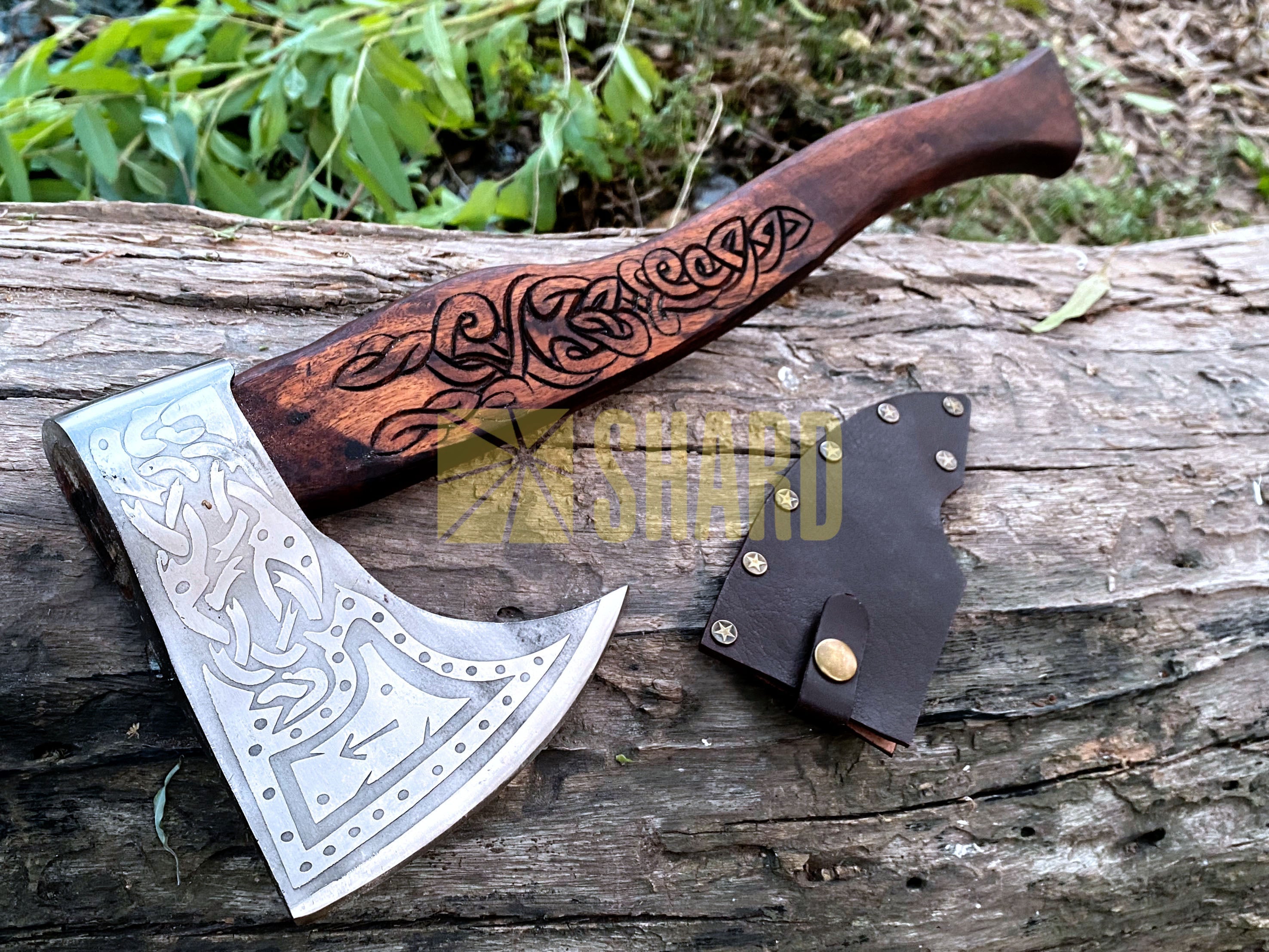 SHARD BLADE HAND FORGED Carbon Steel Battle Ready Throwing Axe  Hatchet VIKING Axe +Sheath With Gifting Box - AX128