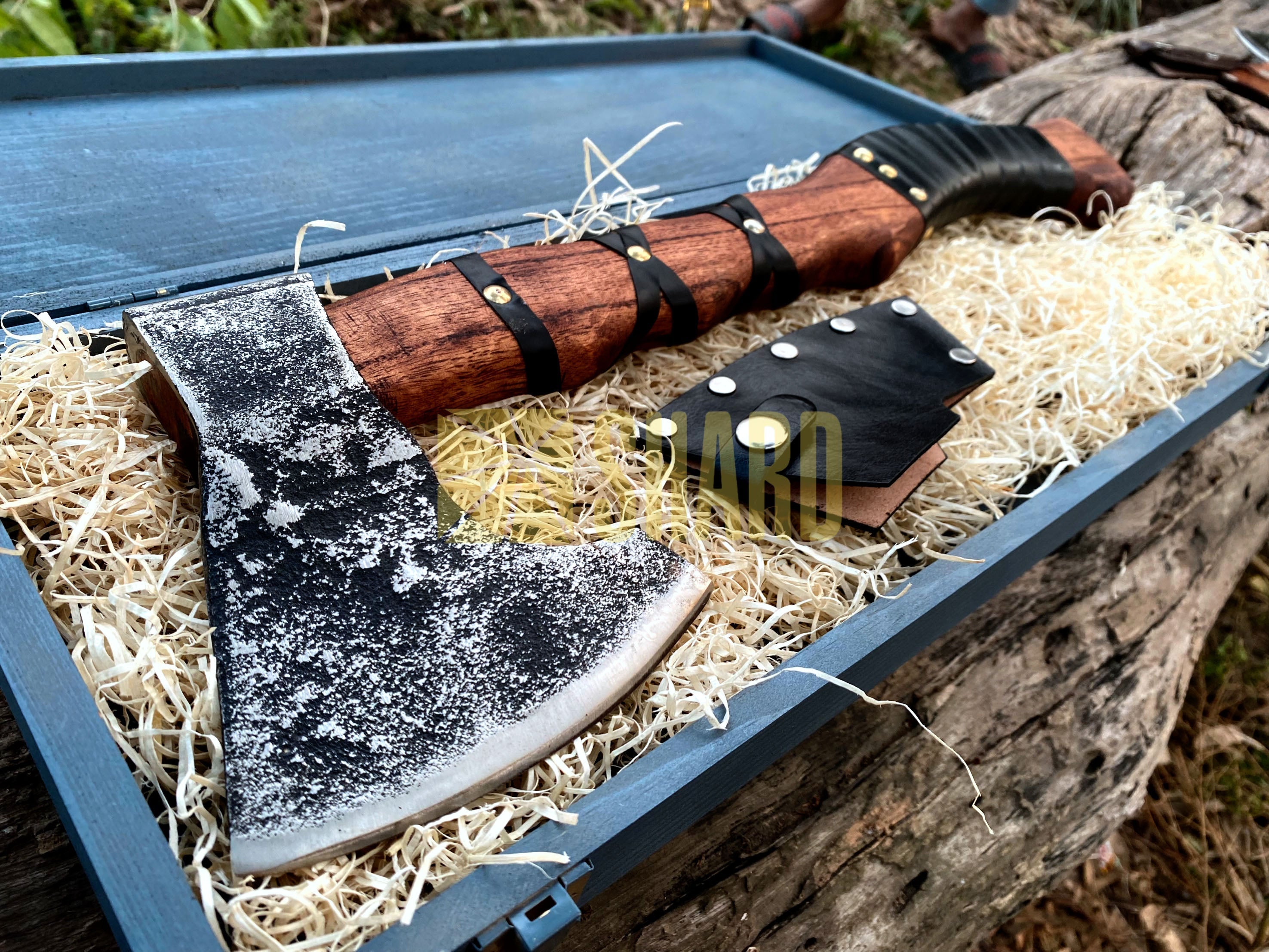 SHARD BLADE HAND FORGED Carbon Steel Battle Ready Throwing Axe  Hatchet VIKING Axe +Sheath With Gifting Box - AX129