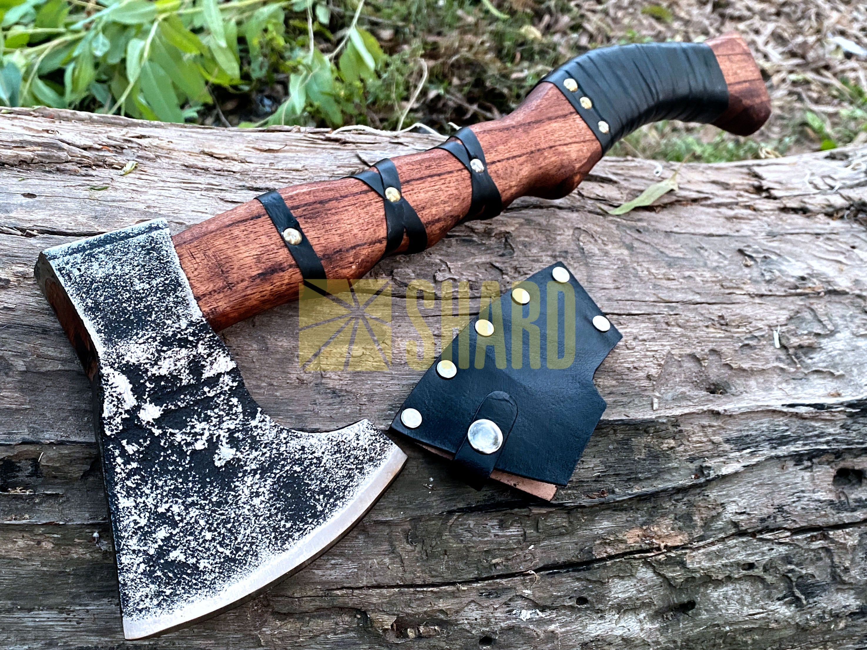 SHARD BLADE HAND FORGED Carbon Steel Battle Ready Throwing Axe  Hatchet VIKING Axe +Sheath With Gifting Box - AX129