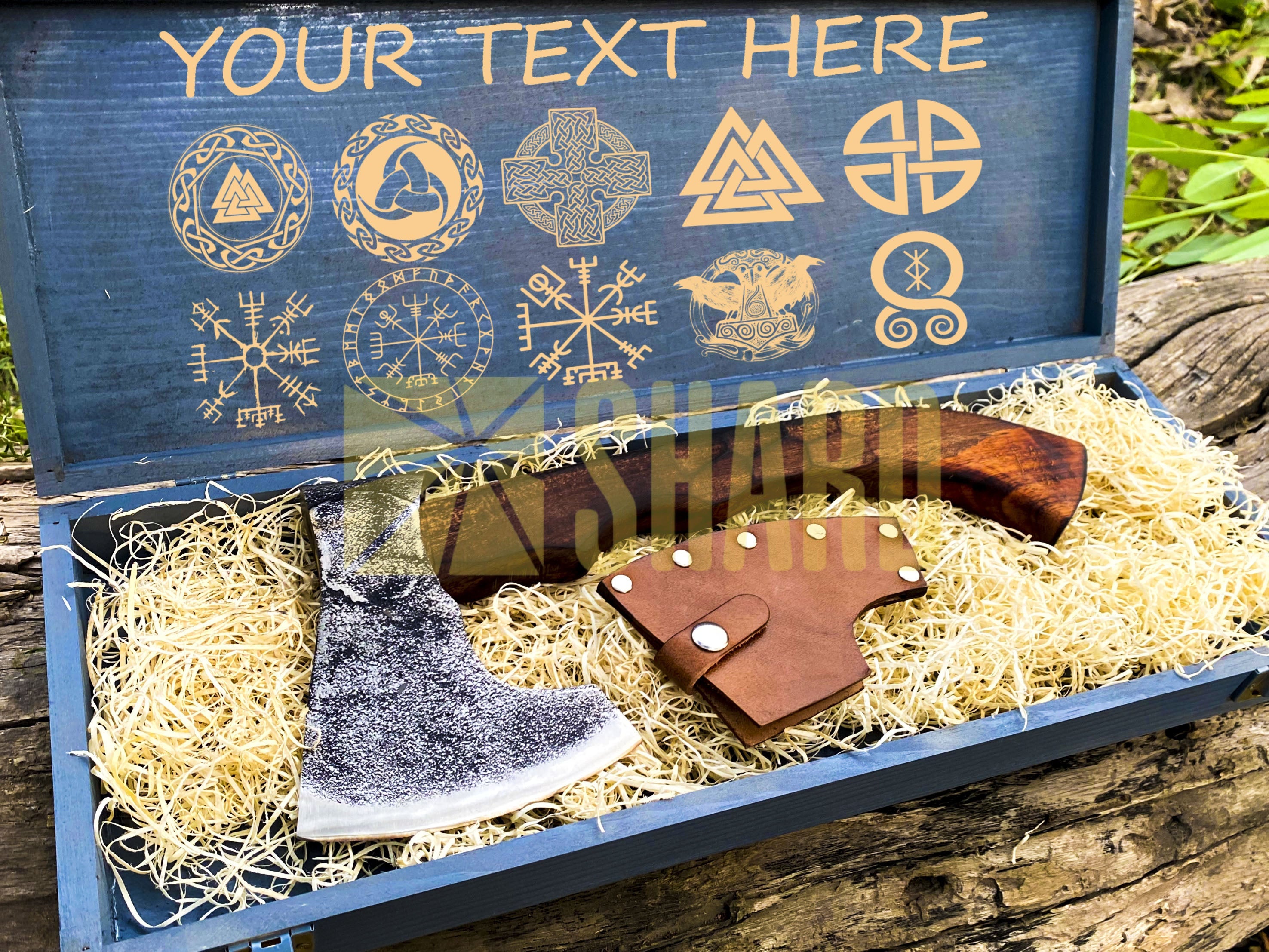 SHARD BLADE HAND FORGED Carbon Steel Battle Ready Throwing Axe  Hatchet VIKING Axe +Sheath With Gifting Box - AX130