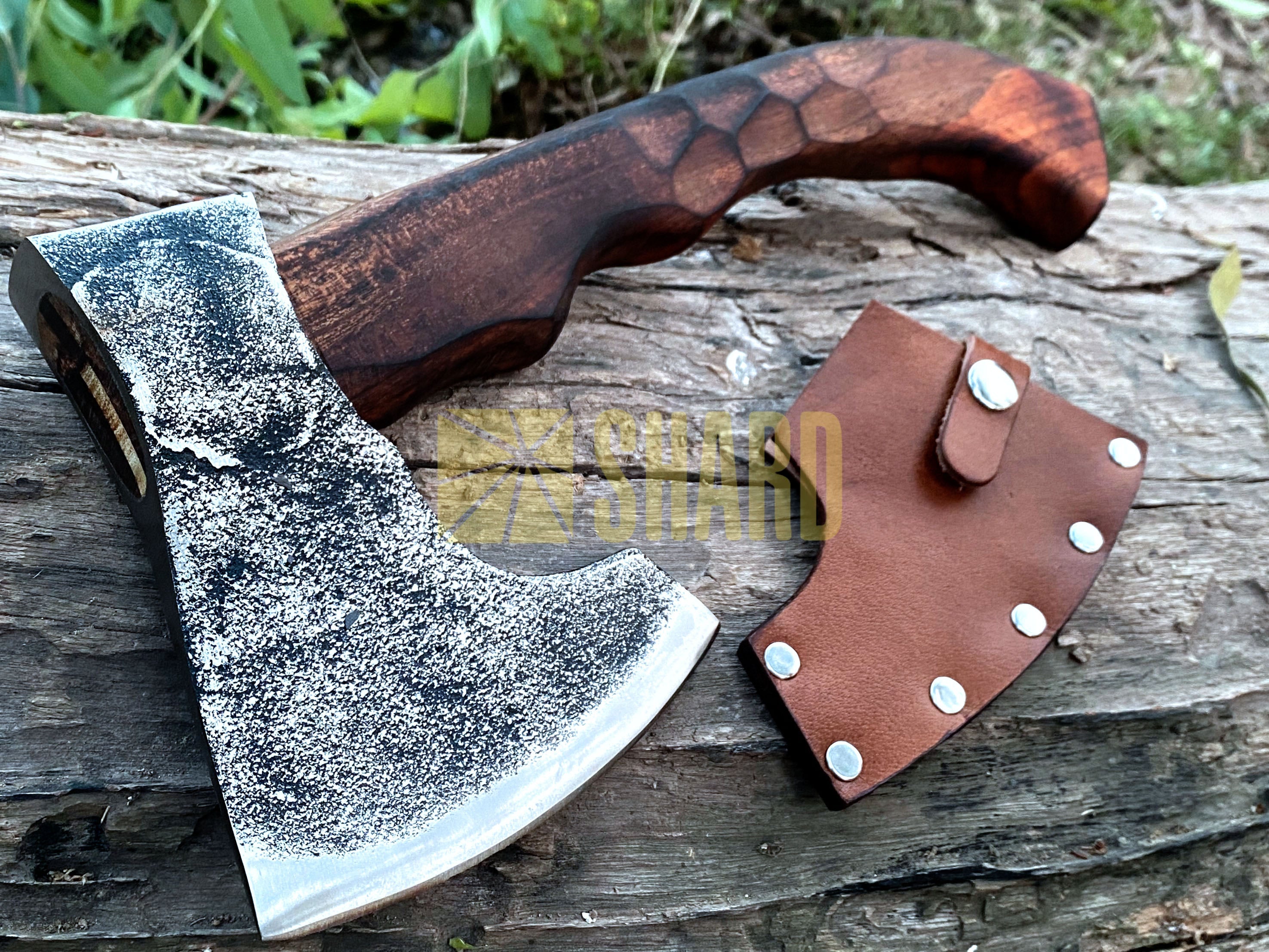 SHARD BLADE HAND FORGED Carbon Steel Battle Ready Throwing Axe  Hatchet VIKING Axe +Sheath With Gifting Box - AX130