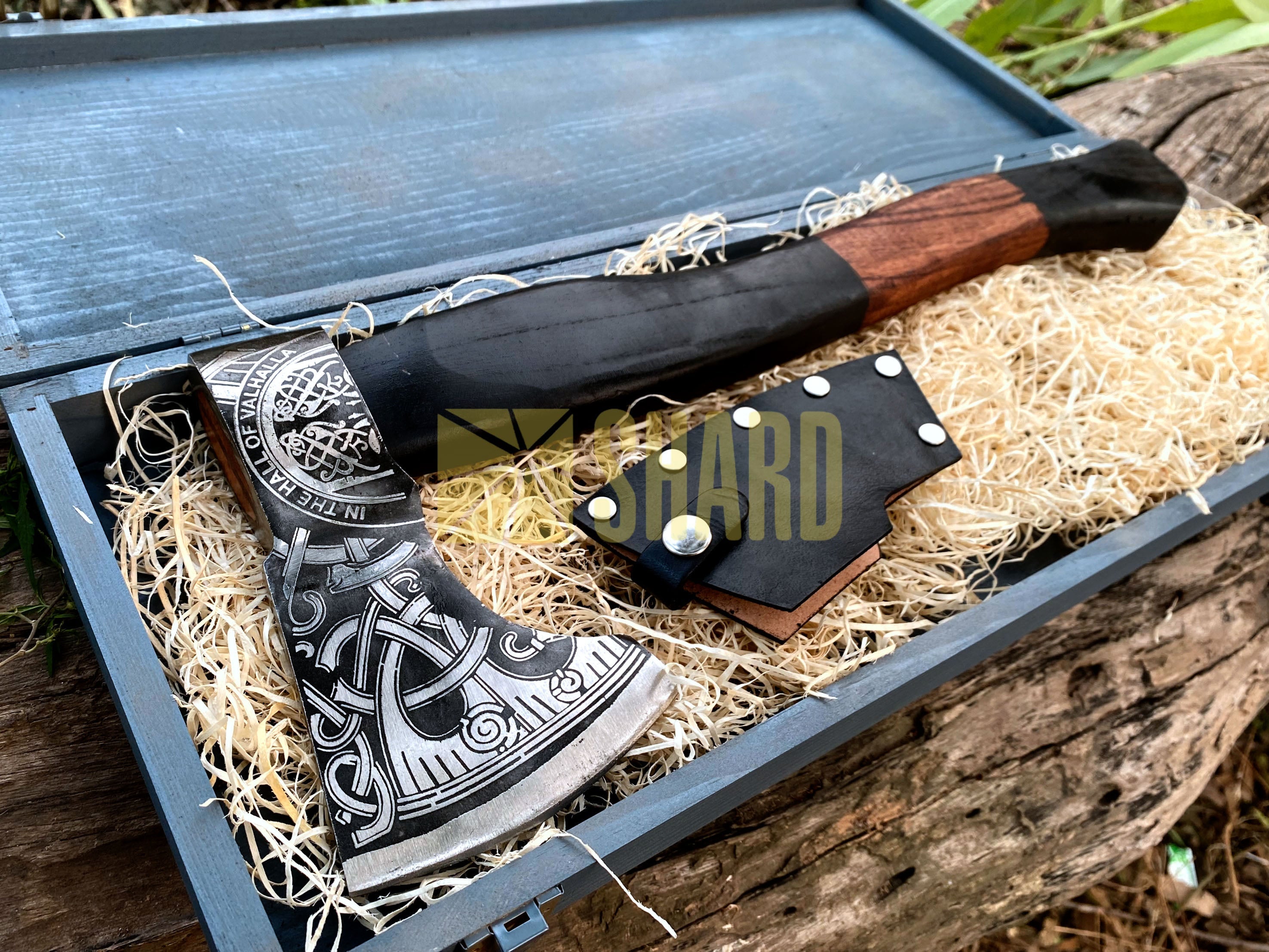 SHARD BLADE HAND FORGED Carbon Steel Battle Ready Throwing Axe  Hatchet VIKING Axe +Sheath With Gifting Box - AX131