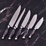 ClearSteel 5 Piece Artisan Chef Set with Distressed Wood Handles