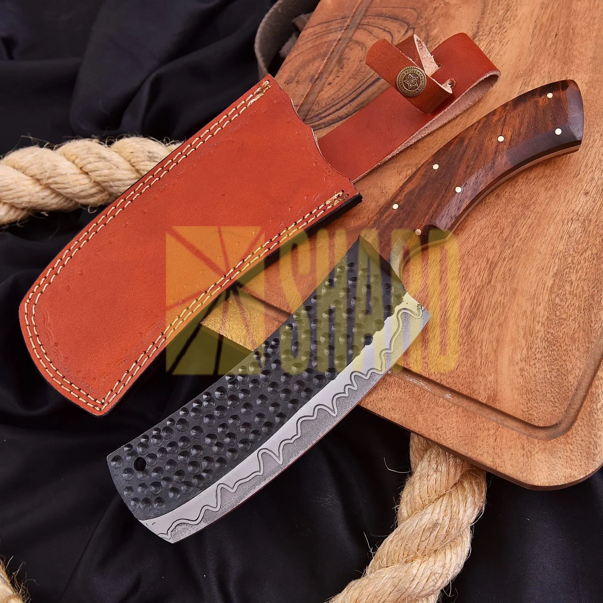 “The Ironwood Butcher” – 1095 Carbon Steel Cleaver Chef Knife by Shard Blade