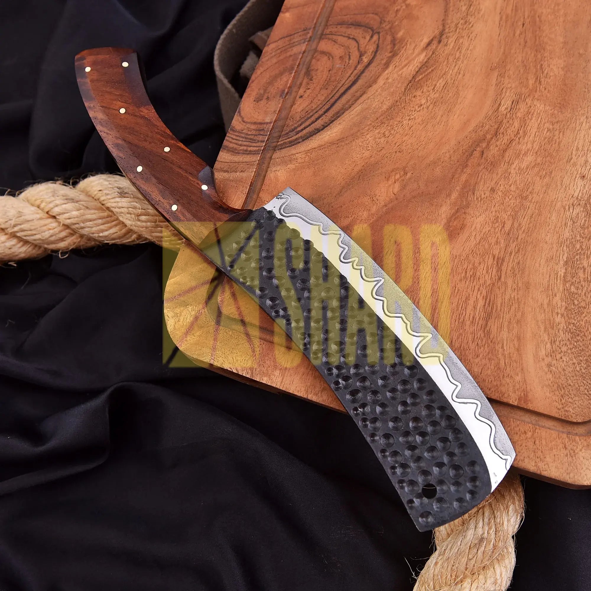 “The Ironwood Butcher” – 1095 Carbon Steel Cleaver Chef Knife by Shard Blade