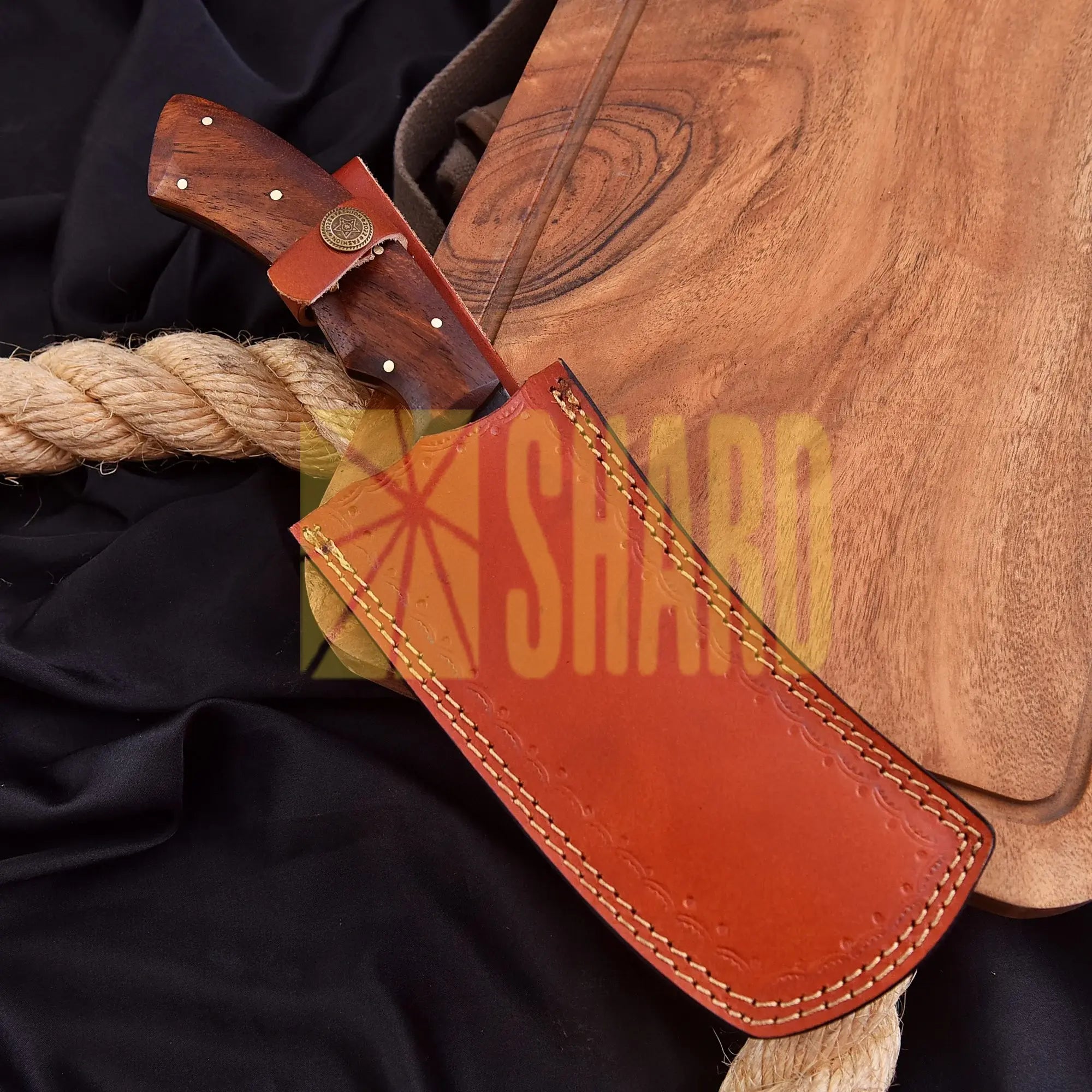 Bloodroot Cleaver – Hand-Forged Hammered-Chef Knife by Shard Blade