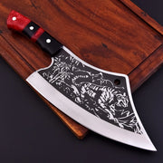 High-quality image of beautiful carbon steel tiger clever with red black resin smooth finished handle and leather carrying case