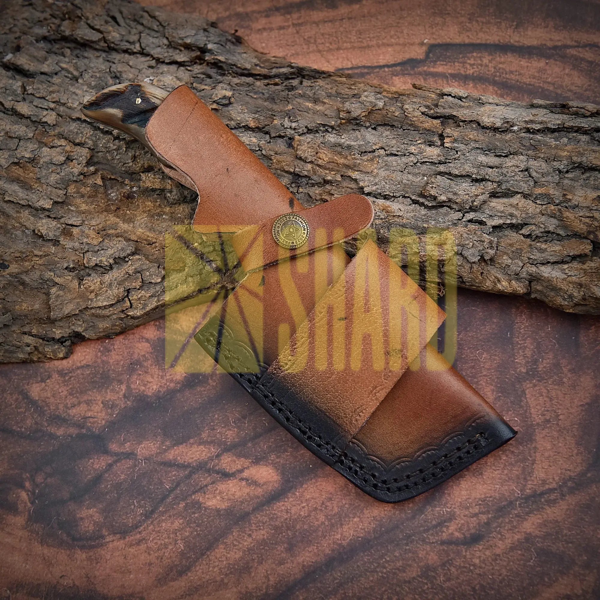 Shard Blade Rhino Tanto – 8’’ Handmade Custom Damascus Steel Cleaver with Natural Wood Handle