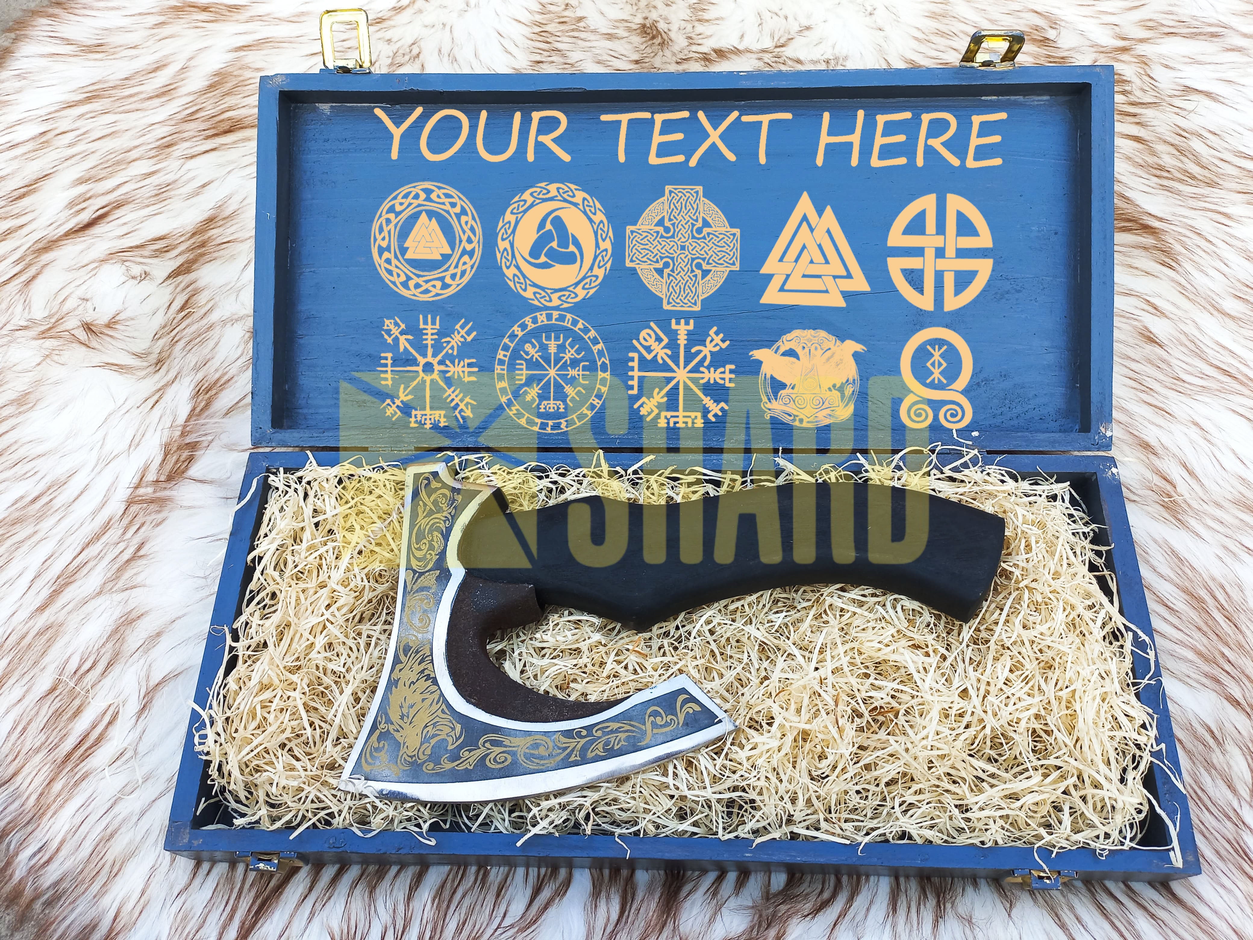 SHARD BLADE HAND FORGED Carbon Steel Pizza Cutter Battle Ready Throwing Axe  Hatchet VIKING Axe +Sheath With Gifting Box - PX02