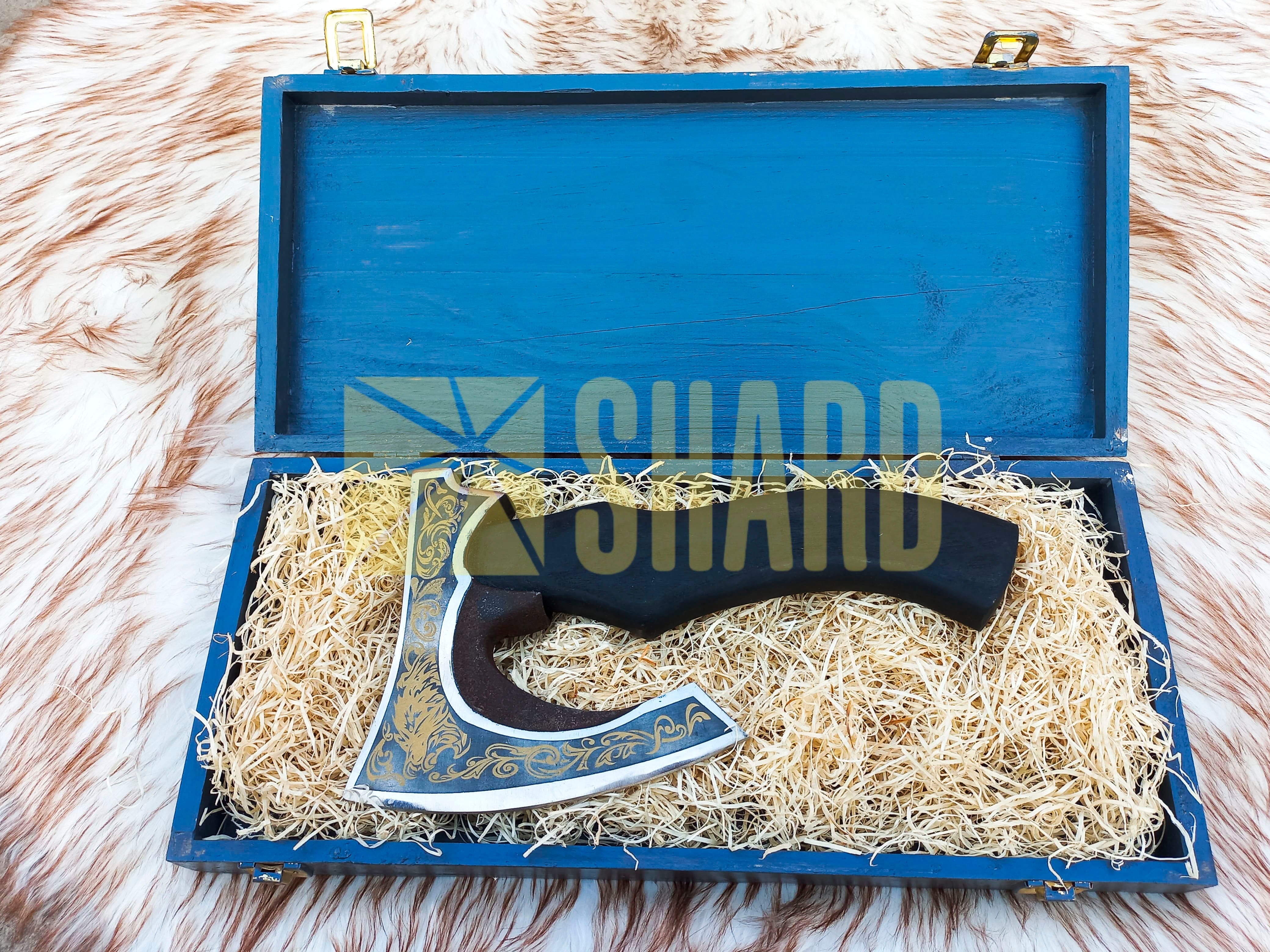 SHARD BLADE HAND FORGED Carbon Steel Pizza Cutter Battle Ready Throwing Axe  Hatchet VIKING Axe +Sheath With Gifting Box - PX02
