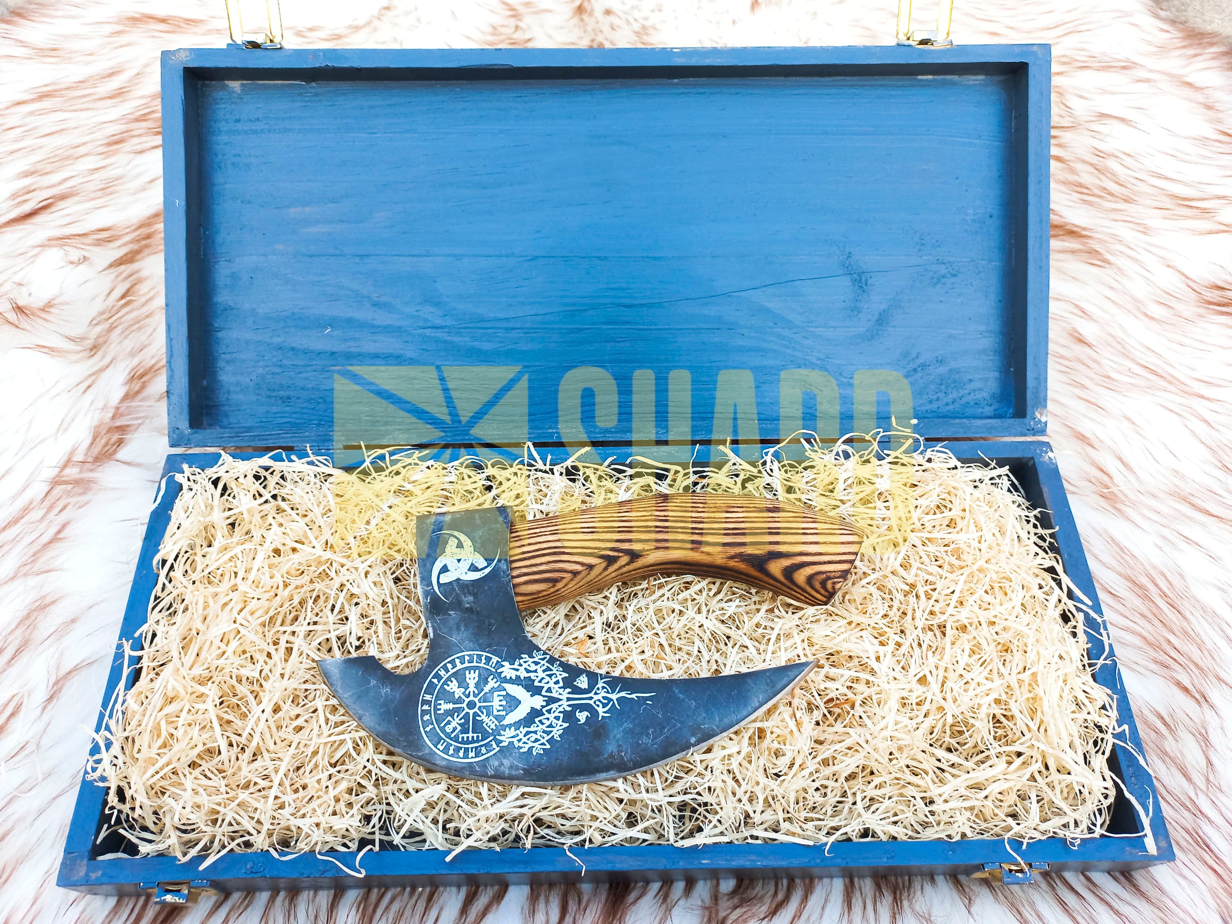 SHARD BLADE HAND FORGED Carbon Steel Pizza Cutter Battle Ready Throwing Axe  Hatchet VIKING Axe +Sheath With Gifting Box - PX03