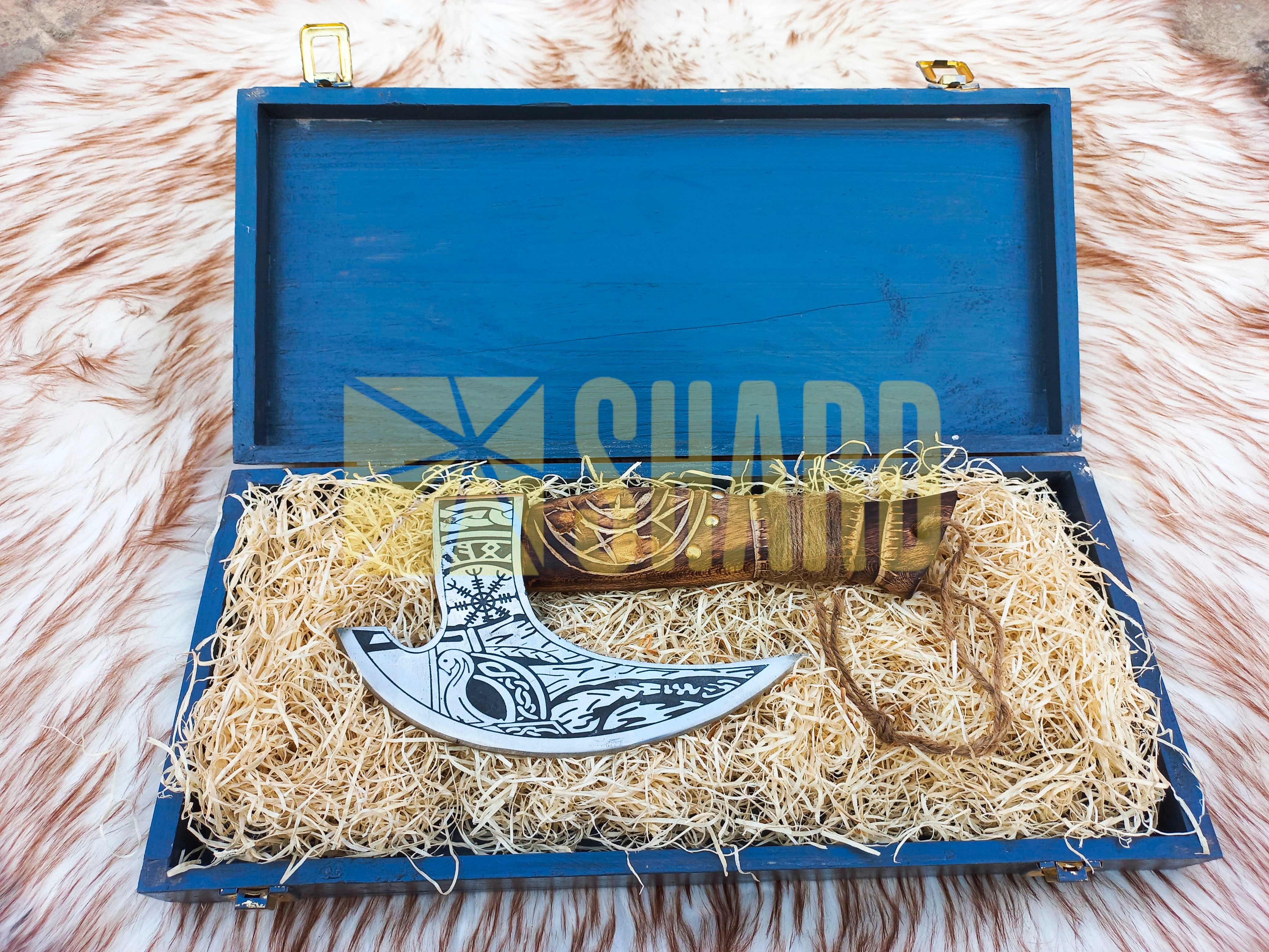 SHARD BLADE HAND FORGED Carbon Steel Pizza Cutter Battle Ready Throwing Axe  Hatchet VIKING Axe +Sheath With Gifting Box - PX07
