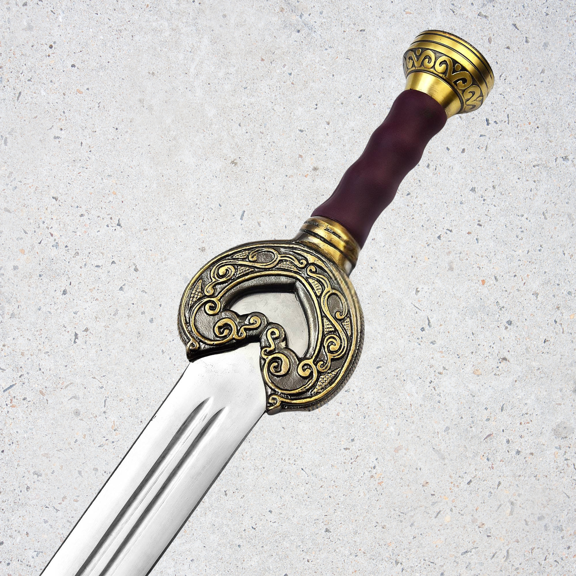 SHARDBLADE Herugrim Sword Battle Forged Edition Lord of The Rings | Full Tang Construction | Solid Brass Guard & Pommel | Leather-Wrapped Grip