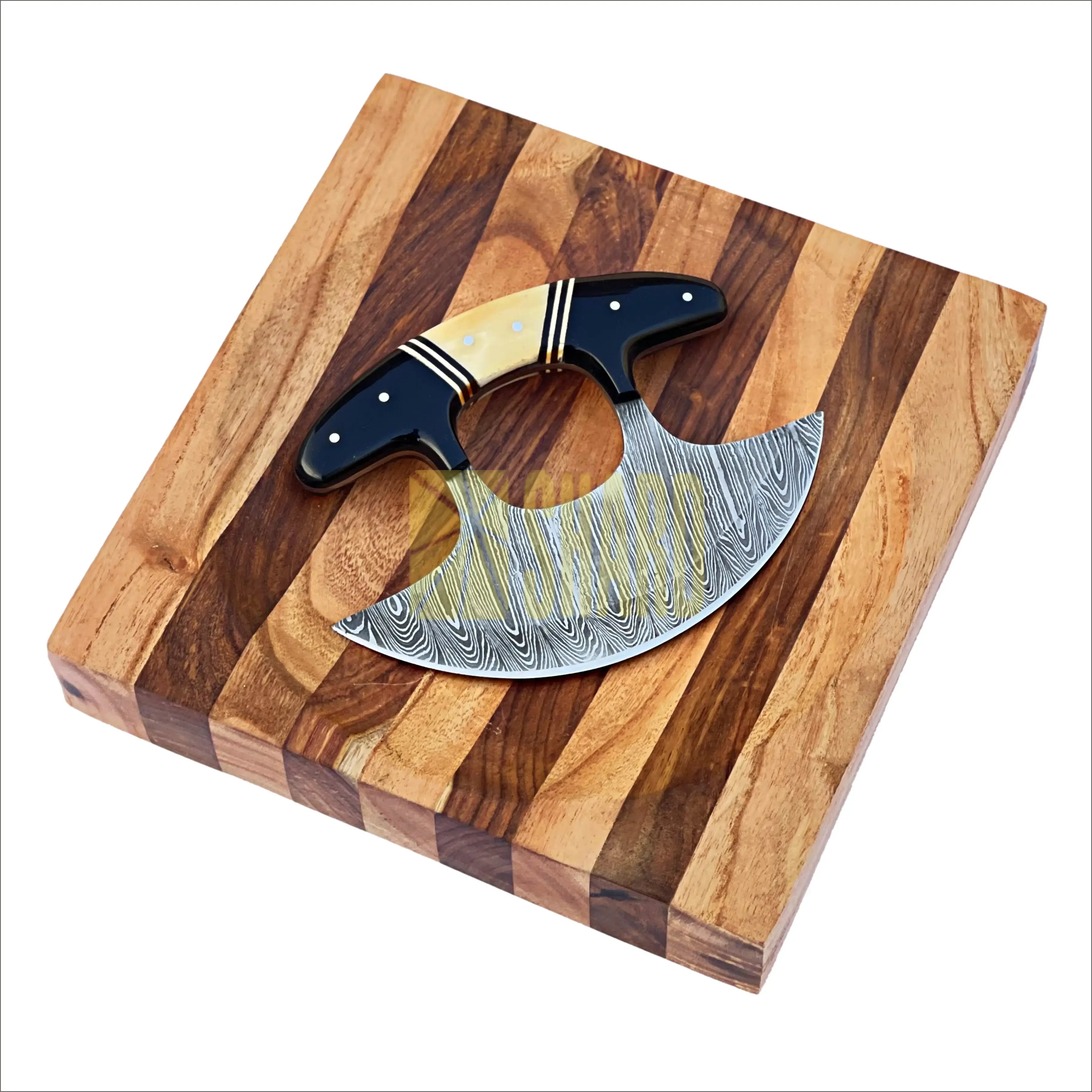Northern Forge Culinary Set – Arctic Ember Ulu Knife with Glacier Hollow Chopping Bowl by Shard Blade