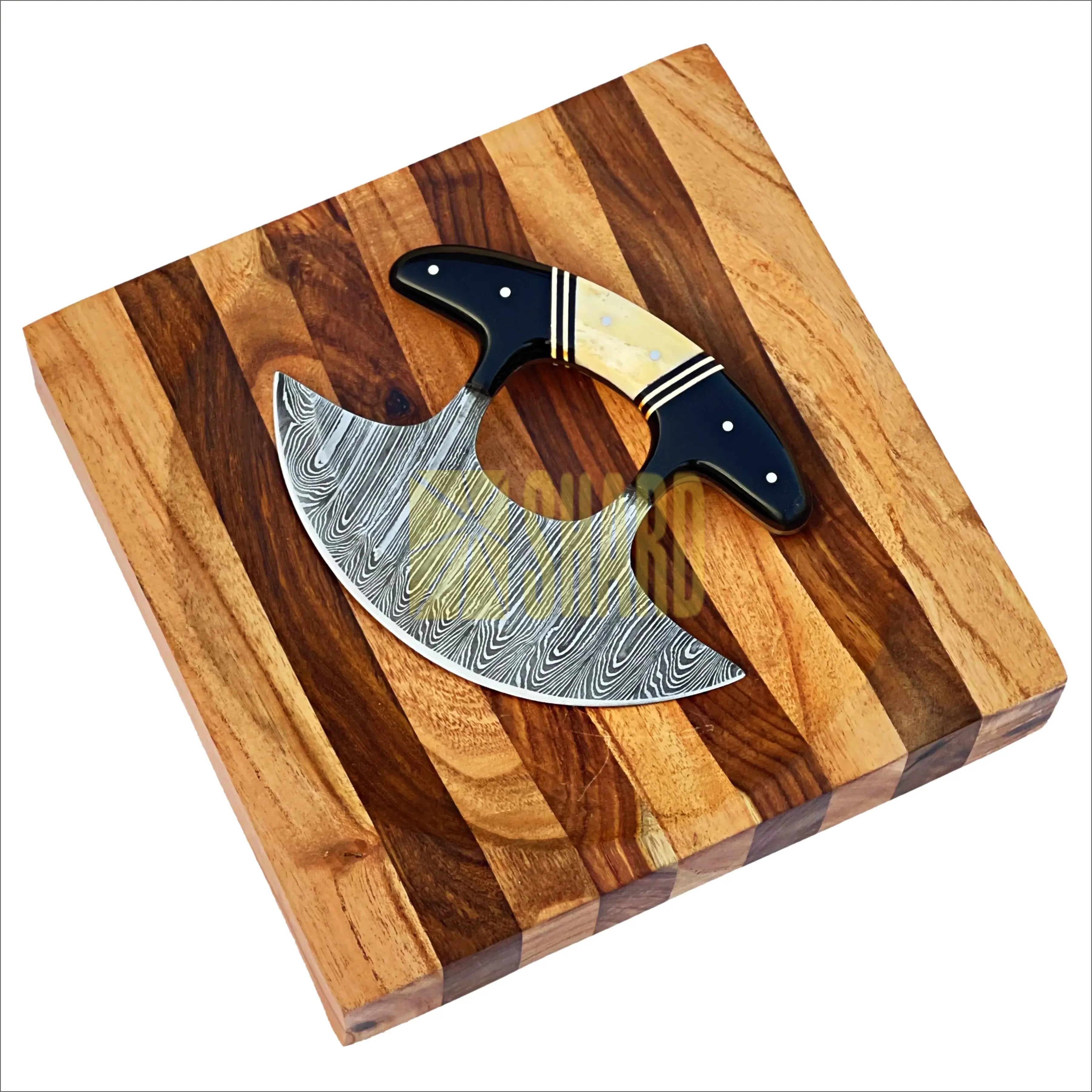 Northern Forge Culinary Set – Arctic Ember Ulu Knife with Glacier Hollow Chopping Bowl by Shard Blade