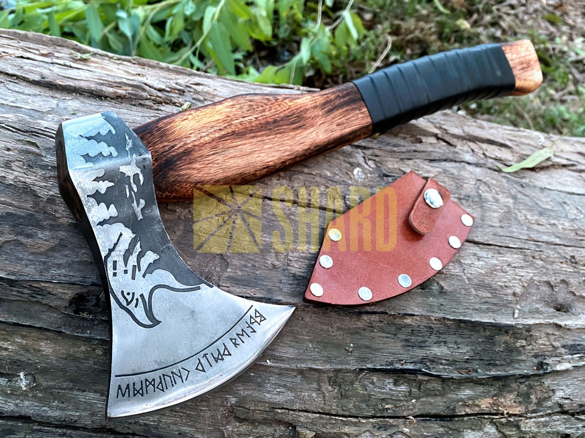 SHARD BLADE HAND FORGED Carbon Steel Hatchet VIKING Axe Battle Ready Throwing Axe +Sheath With Gifting Box - AX122