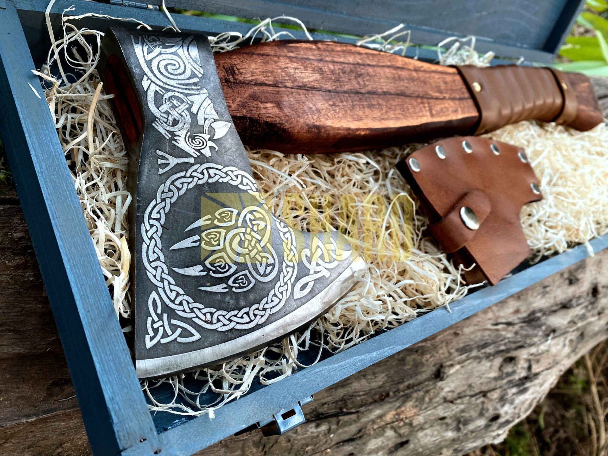 SHARD BLADE HAND FORGED Carbon Steel Battle Ready Throwing Axe  Hatchet VIKING Axe +Sheath With Gifting Box - AX123