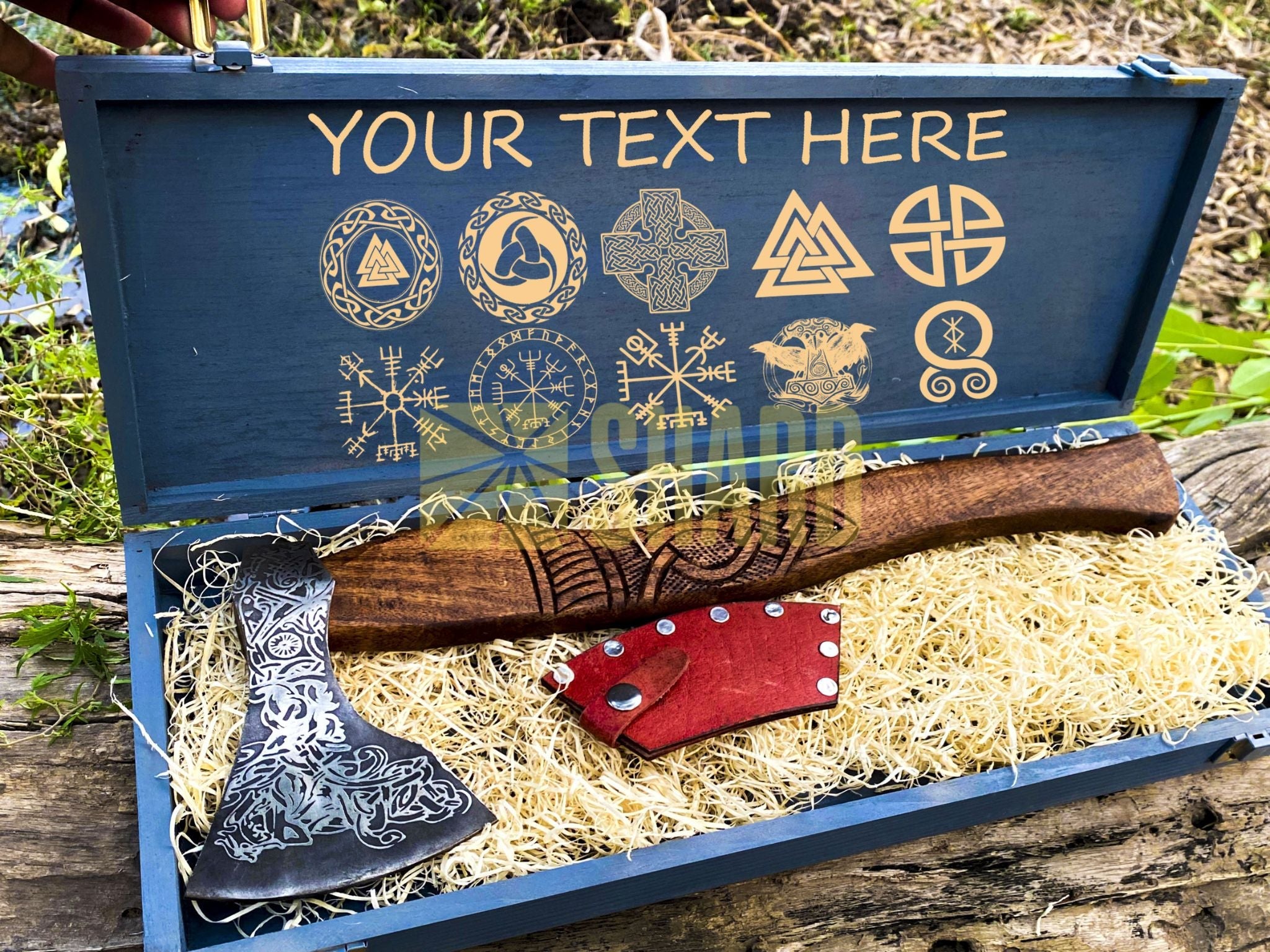 SHARD BLADE HAND FORGED Carbon Steel Hatchet VIKING Axe Battle Ready Throwing Axe +Sheath With Gifting Box -  AX121